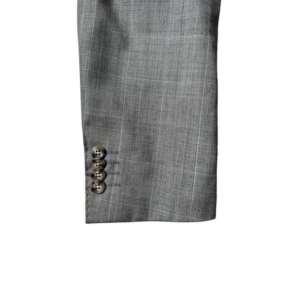 Giovanni Bresciani Sport Coat Jacket Grey Plaid Wool Sz 42L Slim Fit - Picture 5 of 9